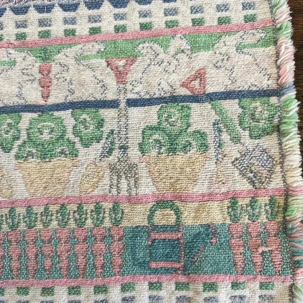 Vintage Placemats Woven Tapestry Easter Bunny Spring set of 4 tea party decor